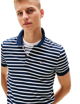 Polo Tommy Slim Placket Hombre Azul Marino