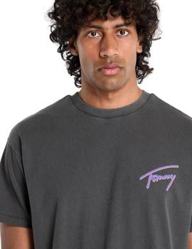 Camiseta Tommy Essentials Relaxed Faded Hombre Negra