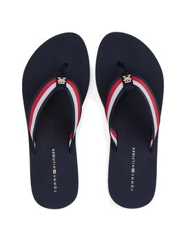 Sandalias Tommy Corp Mid Wedge Beach Mujer Azul