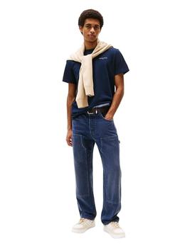 Camiseta Tommy Slim Linear Chest Hombre Marino