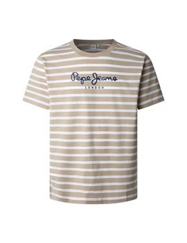 Camiseta Pepe Jeans Striped Eggo Hombre Beige