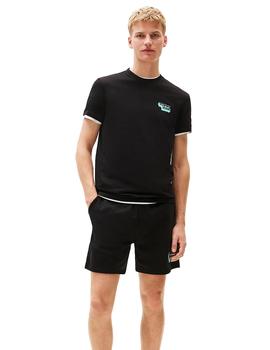 Camiseta Tommy Slim Stack Logo Hombre Negra