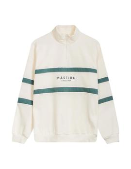 Sudadera Kaotiko Crew Berwin Ivory Hombre Beige