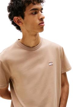 Camiseta Tommy Regular Badge Hombre Beige