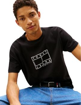 Camiseta Tommy Hilfiger Center Flag Hombre Negro