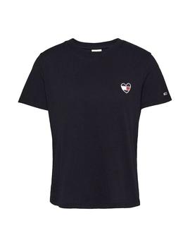 Camiseta Tommy Homespun Regular Mujer Negro