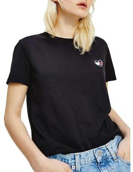 Camiseta Tommy Homespun Regular Mujer Negro